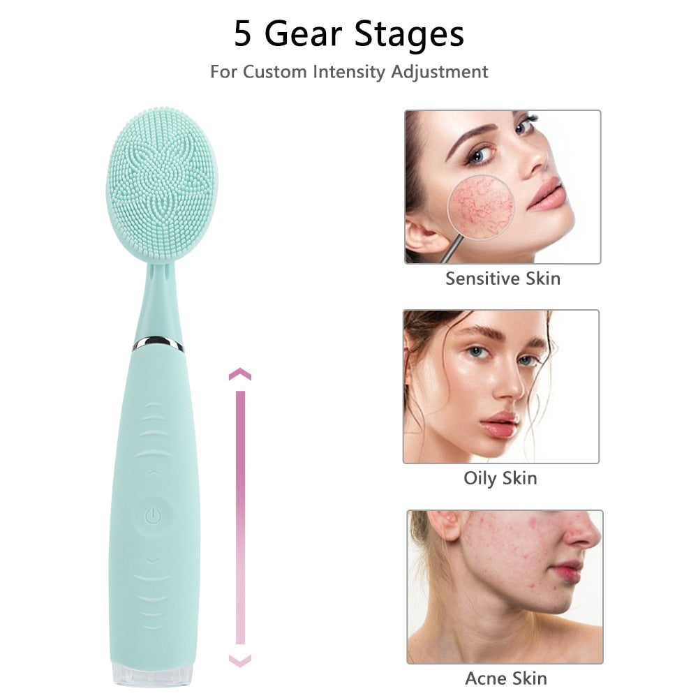 Ultrasonic Facial Cleansing Rechargeable Vibration Face Cleaning Brush