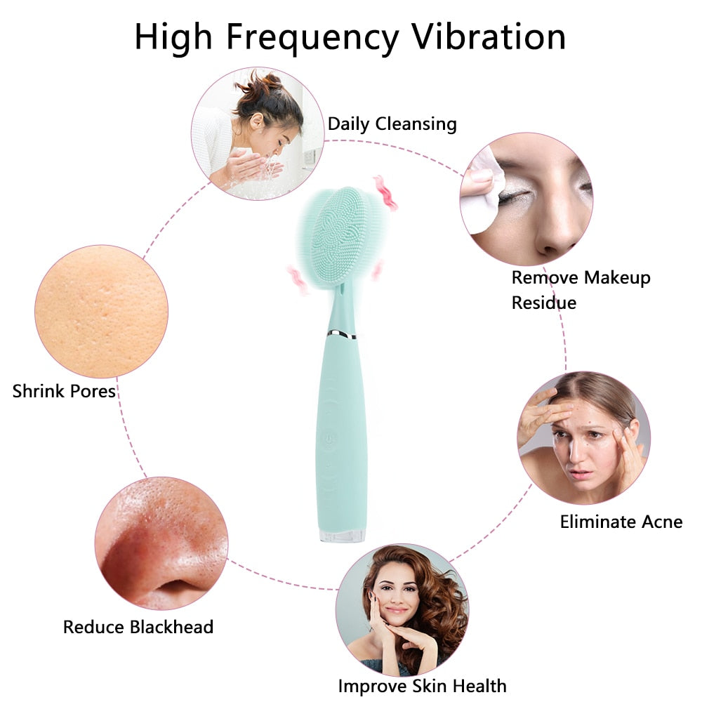 Ultrasonic Facial Cleansing Rechargeable Vibration Face Cleaning Brush