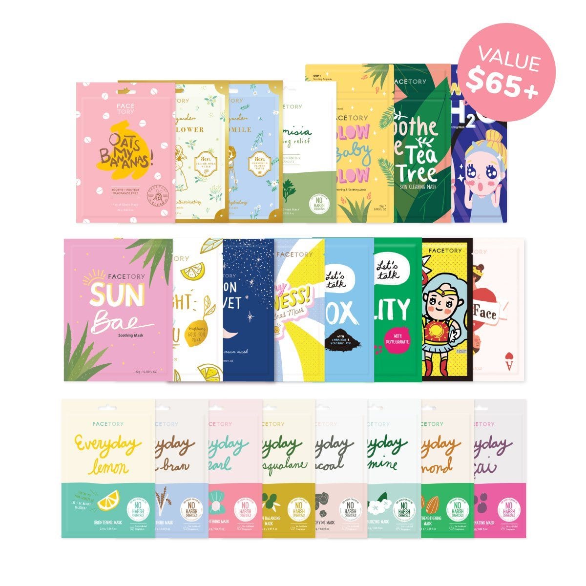 FaceTory Sheet Mask 23 Pack Collections Subscription (Value $65+)